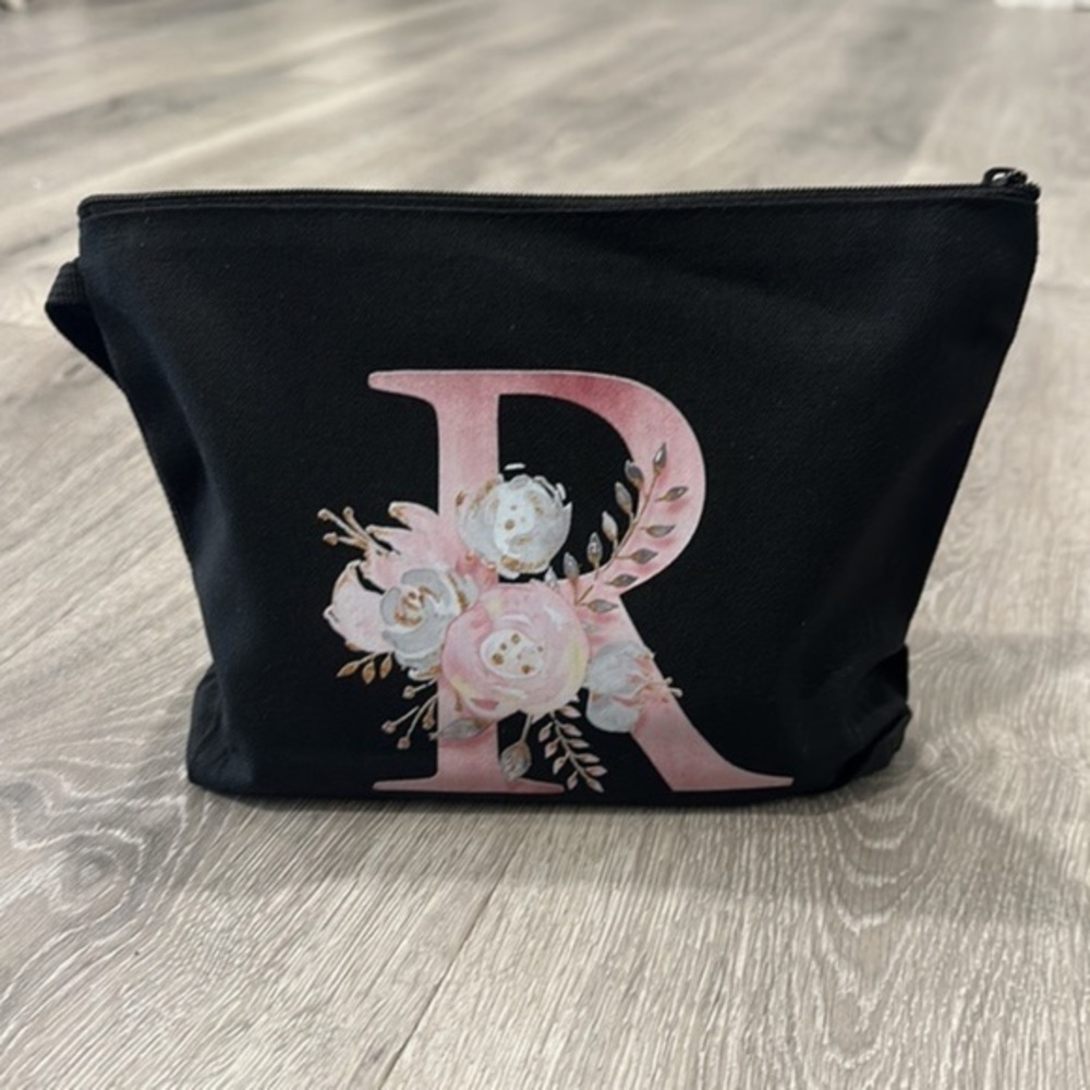 Letter R Initial Cosmetic Toiletry Makeup Accessory Travel Girls Women’s Bag